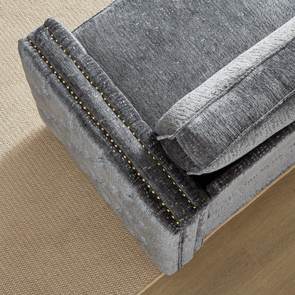 Grey Chenille Sleeper Sofa with Memory Foam Mattress