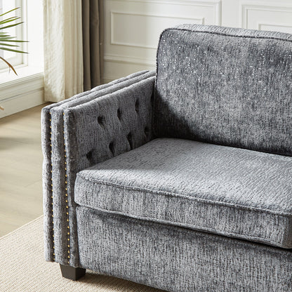 Grey Chenille Sleeper Sofa with Memory Foam Mattress