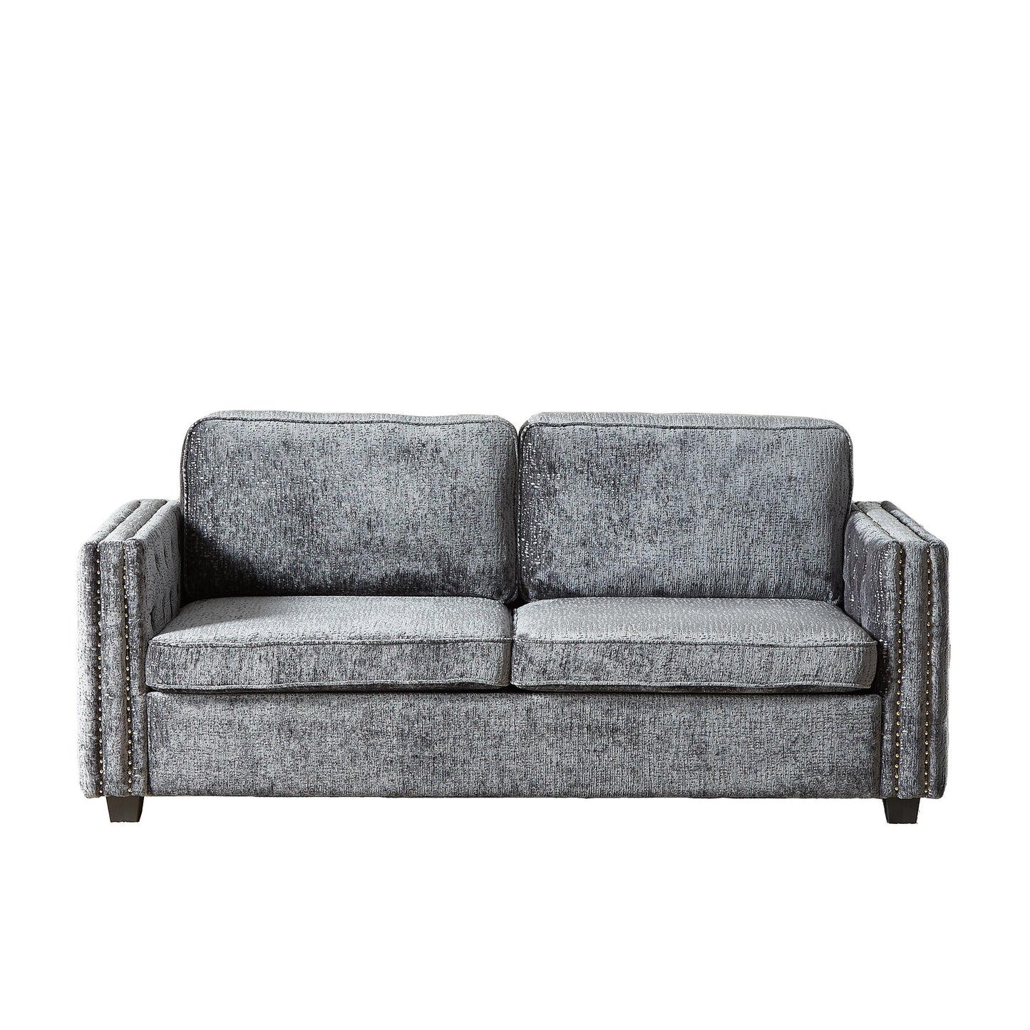 Grey Chenille Sleeper Sofa with Memory Foam Mattress