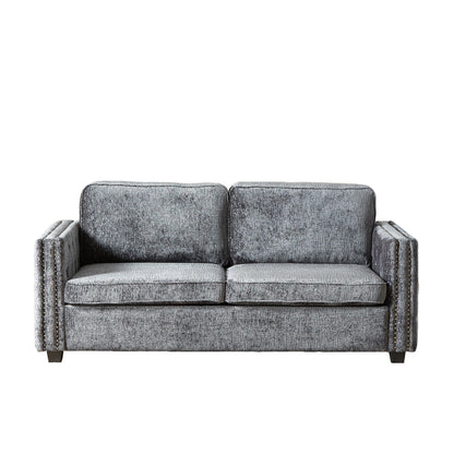 Grey Chenille Sleeper Sofa with Memory Foam Mattress
