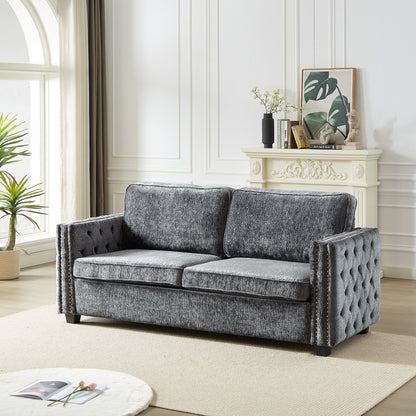 Grey Chenille Sleeper Sofa with Memory Foam Mattress