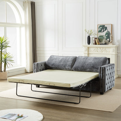 Grey Chenille Sleeper Sofa with Memory Foam Mattress