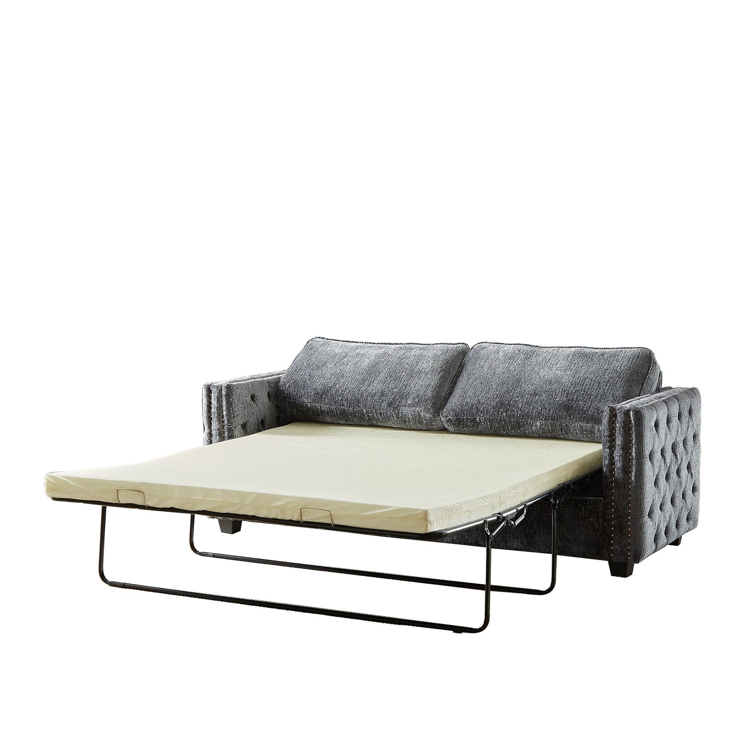 Grey Chenille Sleeper Sofa with Memory Foam Mattress