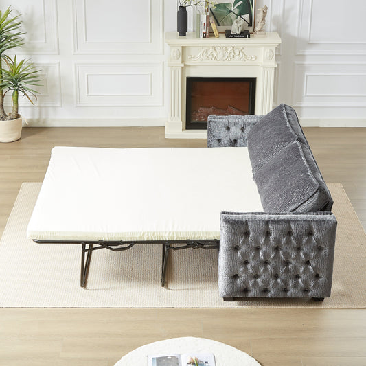 Grey Chenille Sleeper Sofa with Memory Foam Mattress