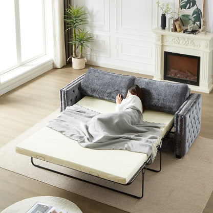 Grey Chenille Sleeper Sofa with Memory Foam Mattress