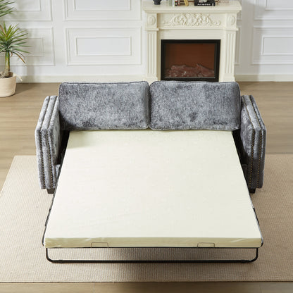 Grey Chenille Sleeper Sofa with Memory Foam Mattress