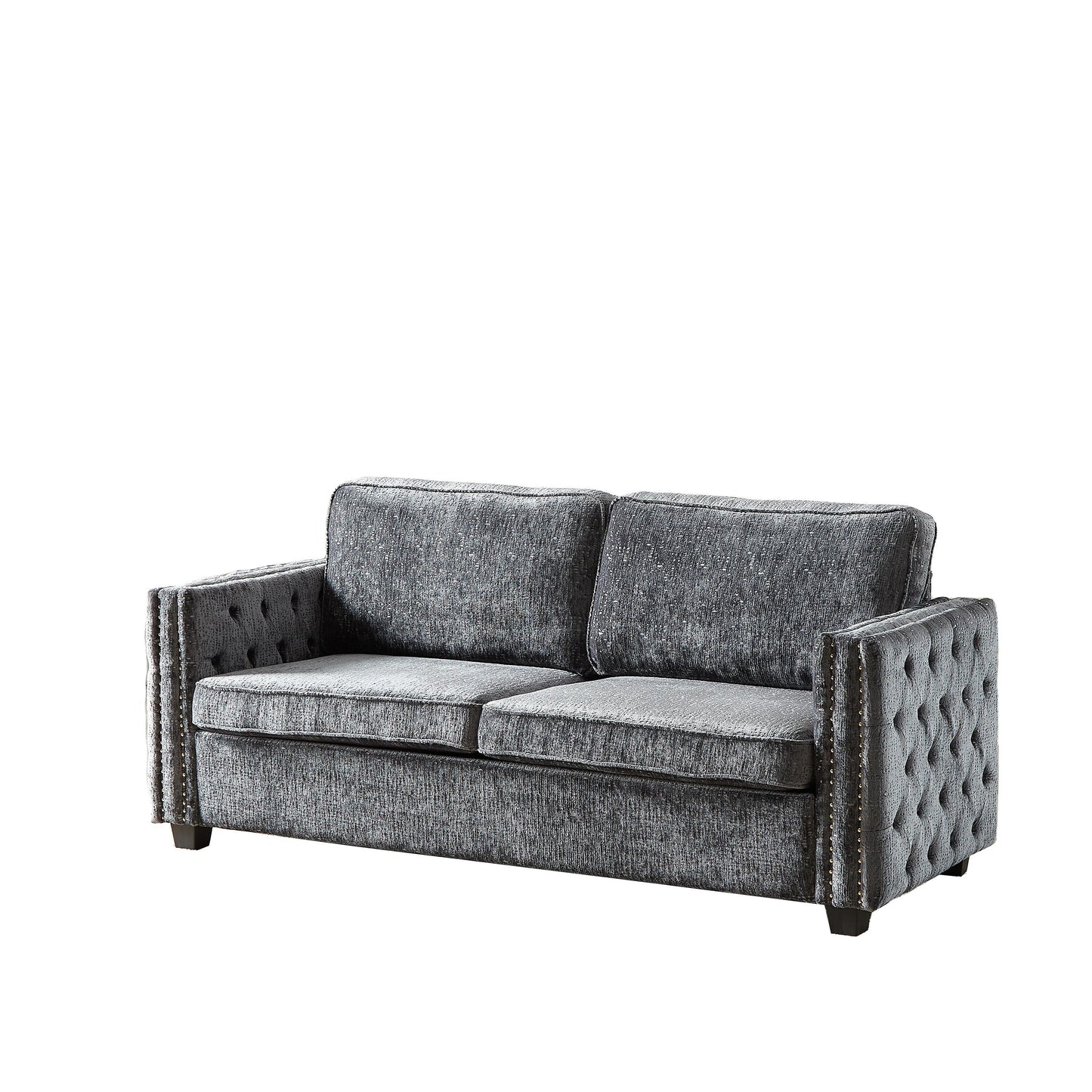 Grey Chenille Sleeper Sofa with Memory Foam Mattress