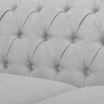 Grey Chesterfield 84.75 Button Tufted Upholstered 3-seater Sofa with Nailheads and Wood Legs