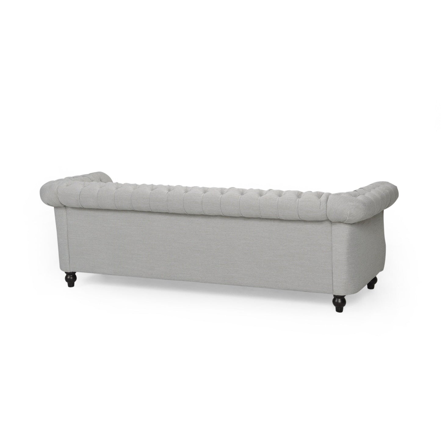 Grey Chesterfield 84.75 Button Tufted Upholstered 3-seater Sofa with Nailheads and Wood Legs