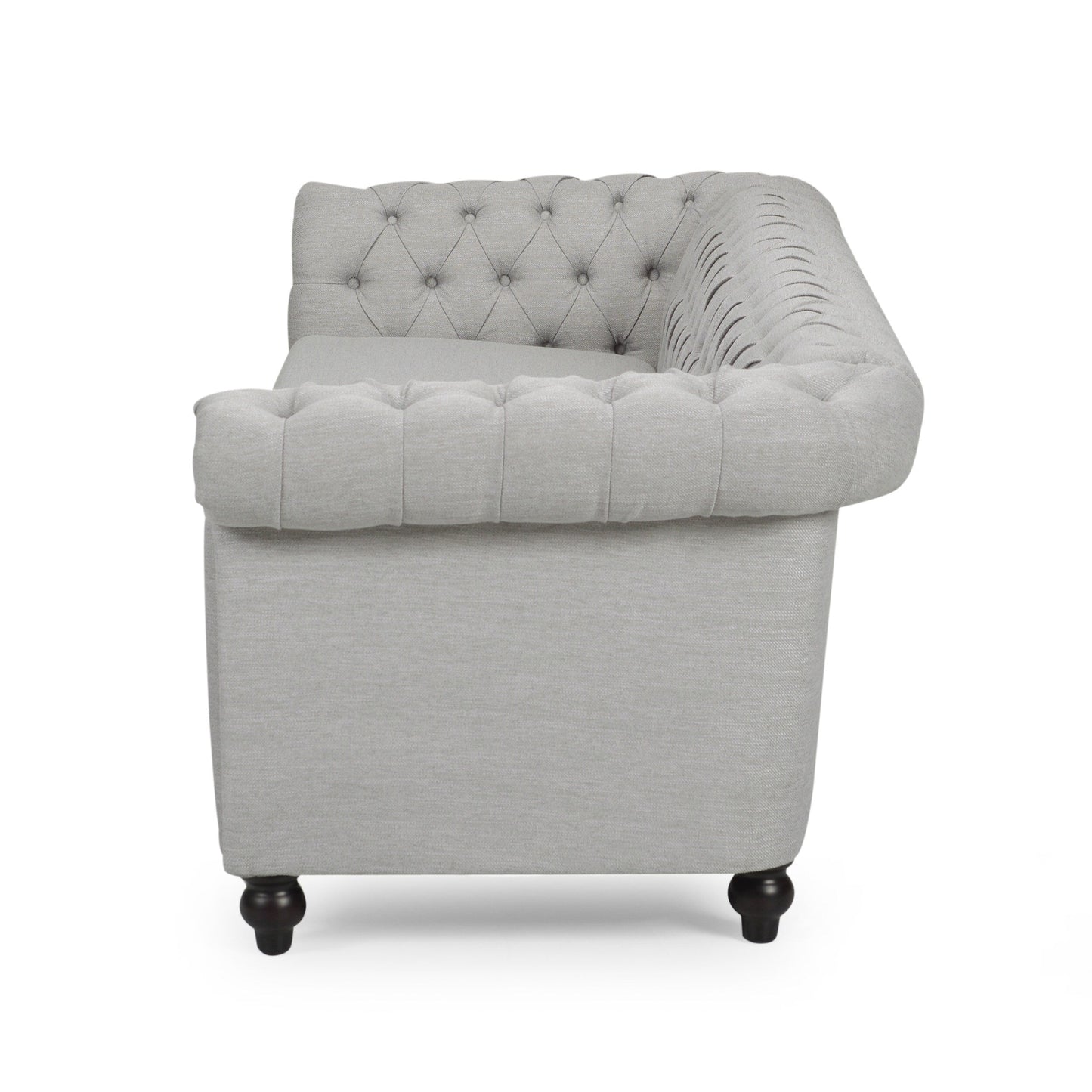 Grey Chesterfield 84.75 Button Tufted Upholstered 3-seater Sofa with Nailheads and Wood Legs
