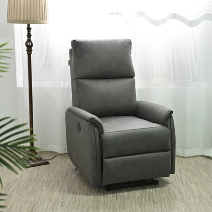 Grey Compact Electric Reclining Chair with USB Port, Side Control, and Cozy Backrest for Small Spaces