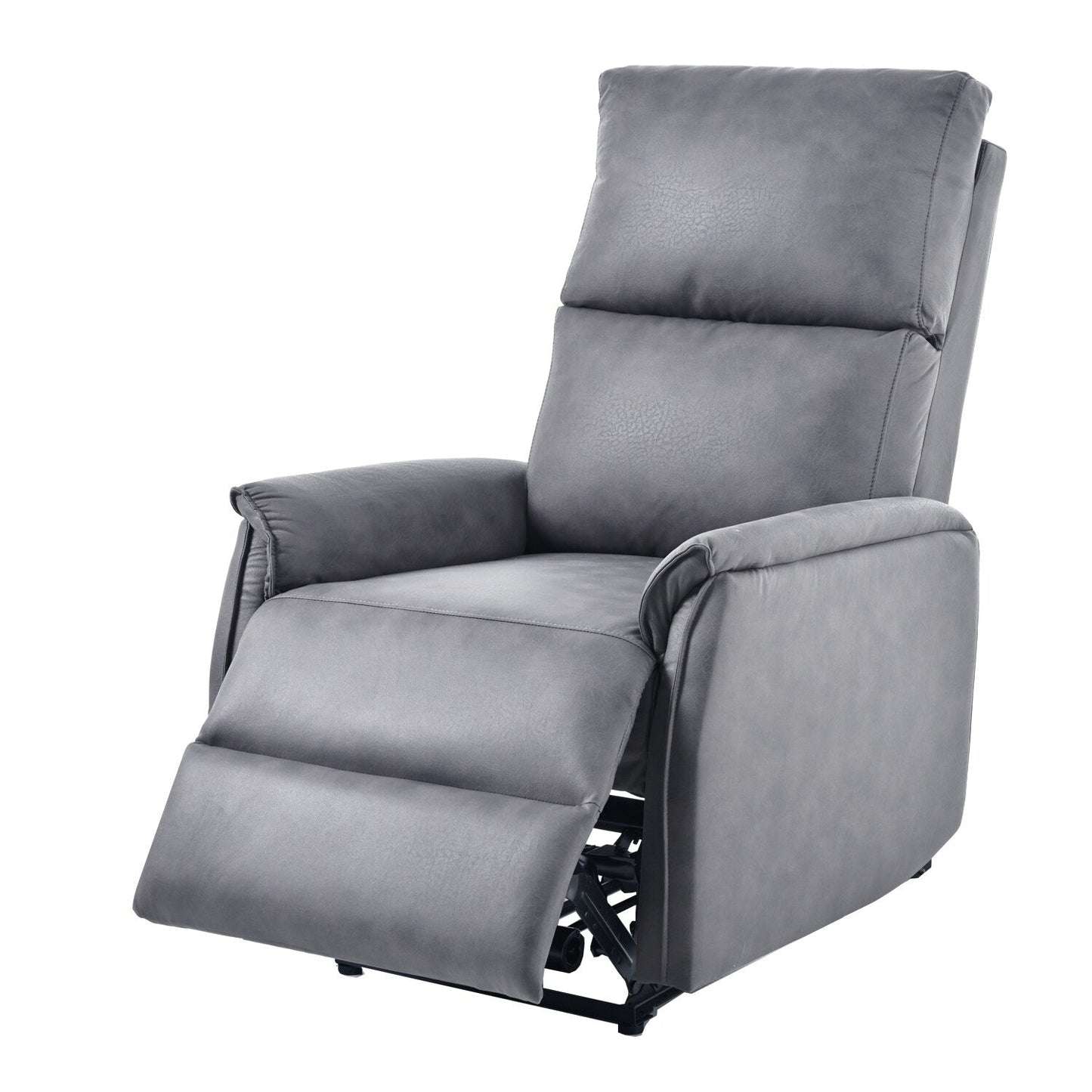 Grey Compact Electric Reclining Chair with USB Port, Side Control, and Cozy Backrest for Small Spaces