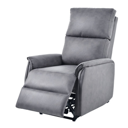 Grey Compact Electric Reclining Chair with USB Port, Side Control, and Cozy Backrest for Small Spaces