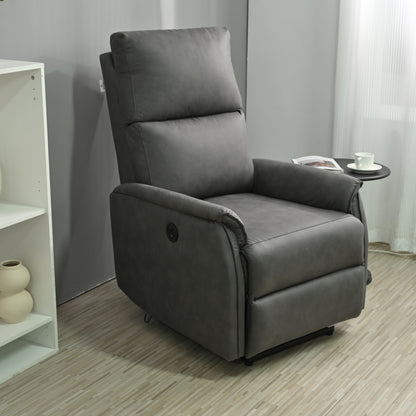 Grey Compact Electric Reclining Chair with USB Port, Side Control, and Cozy Backrest for Small Spaces
