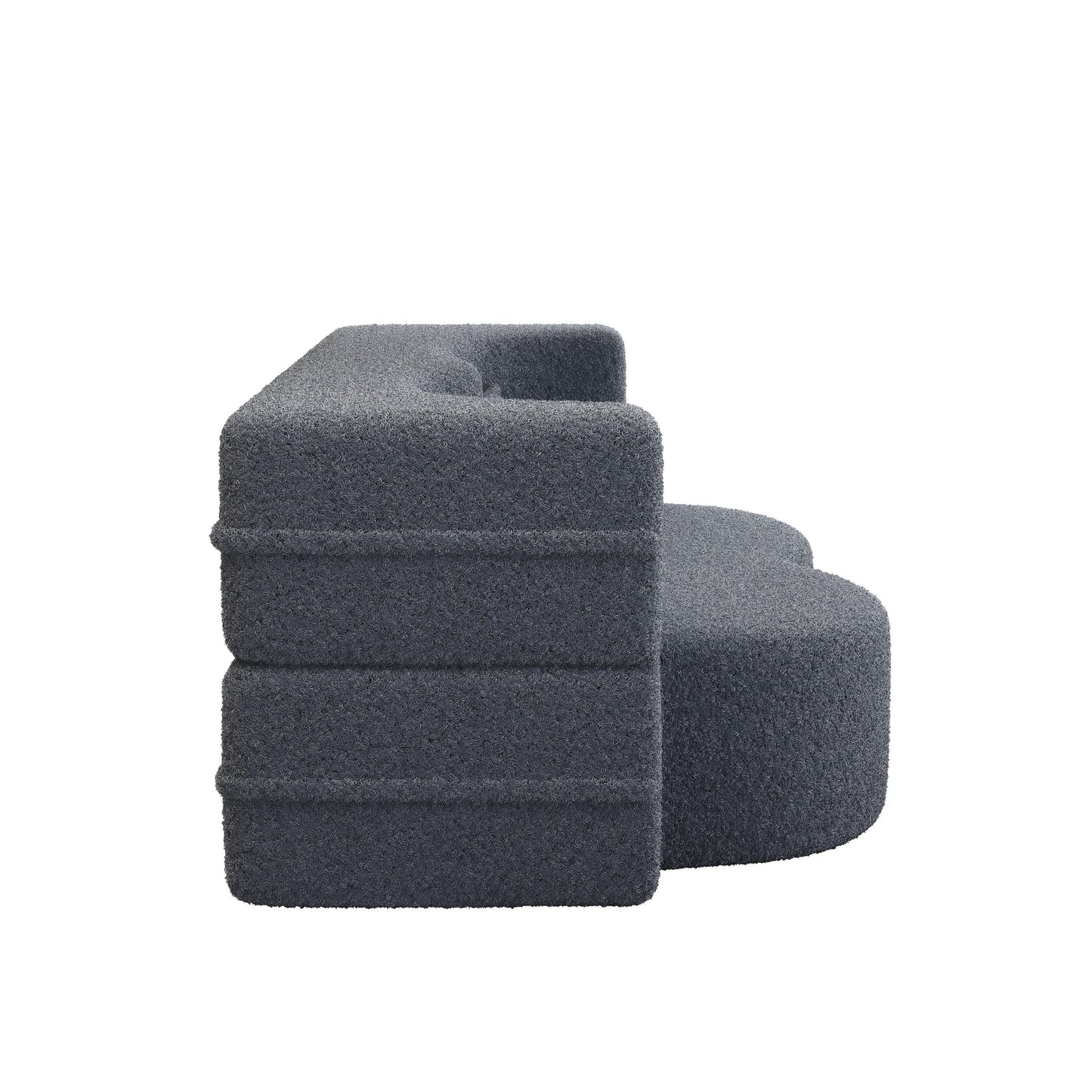 Grey Convertible Teddy Fabric Loveseat Sofa Bed