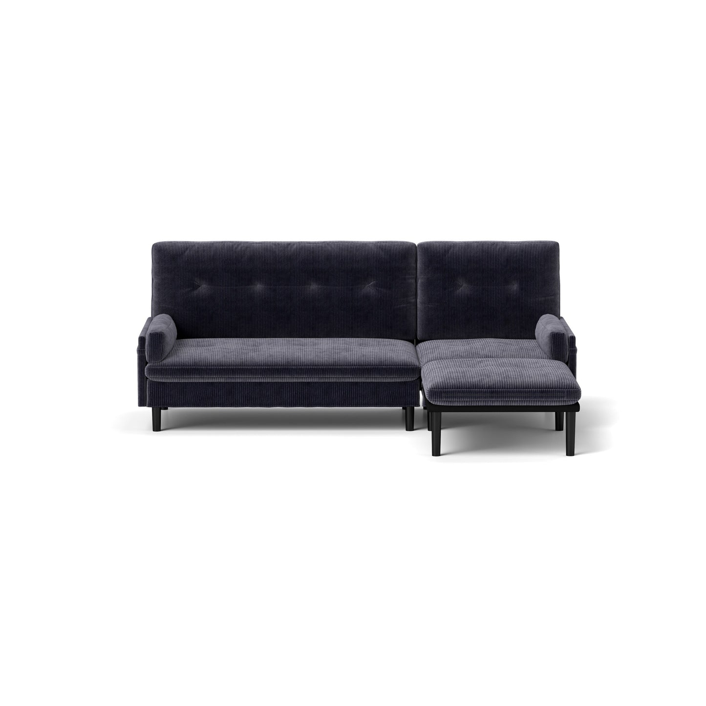 Grey Corduroy Adjustable 3-seater Sofa and Guest Bed