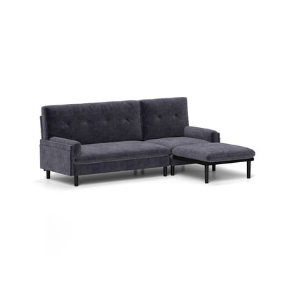 Grey Corduroy Adjustable 3-seater Sofa and Guest Bed