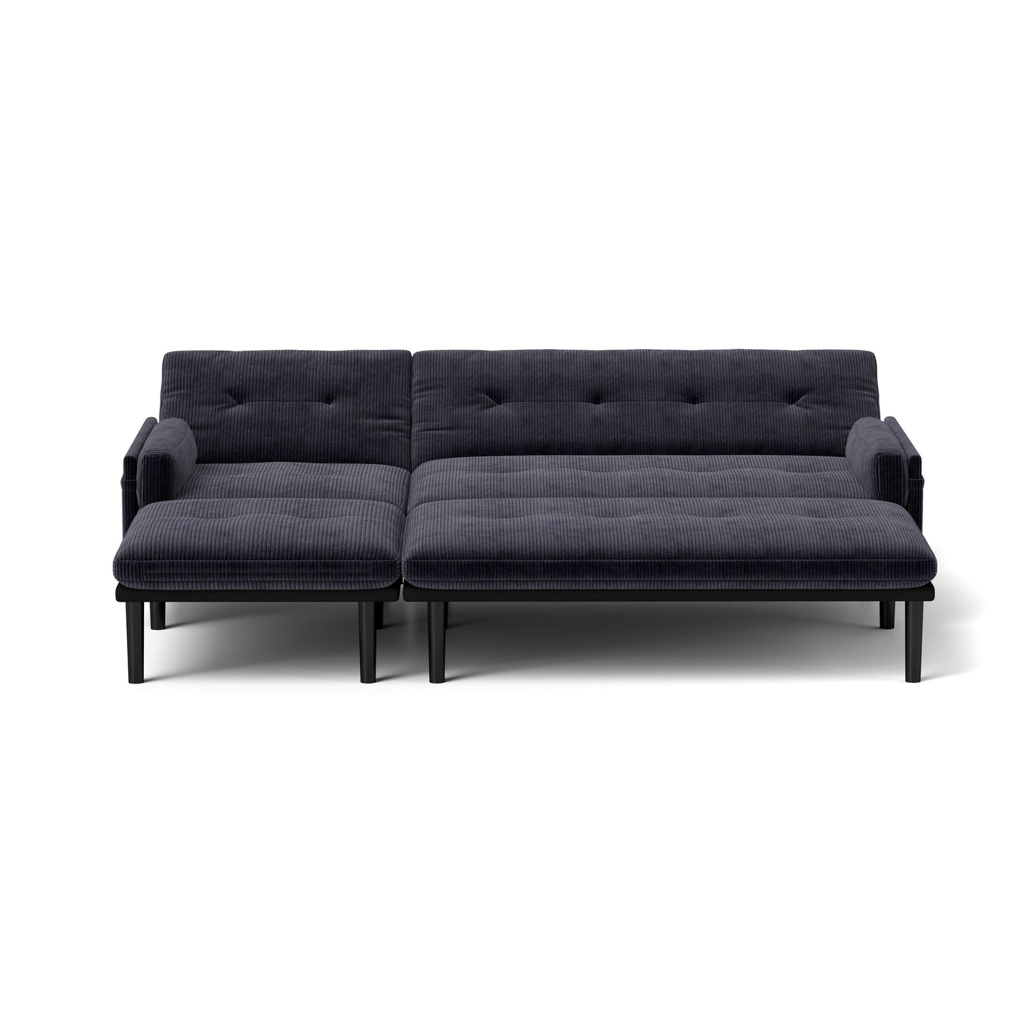 Grey Corduroy Adjustable 3-seater Sofa and Guest Bed