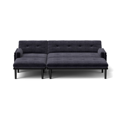 Grey Corduroy Adjustable 3-seater Sofa and Guest Bed