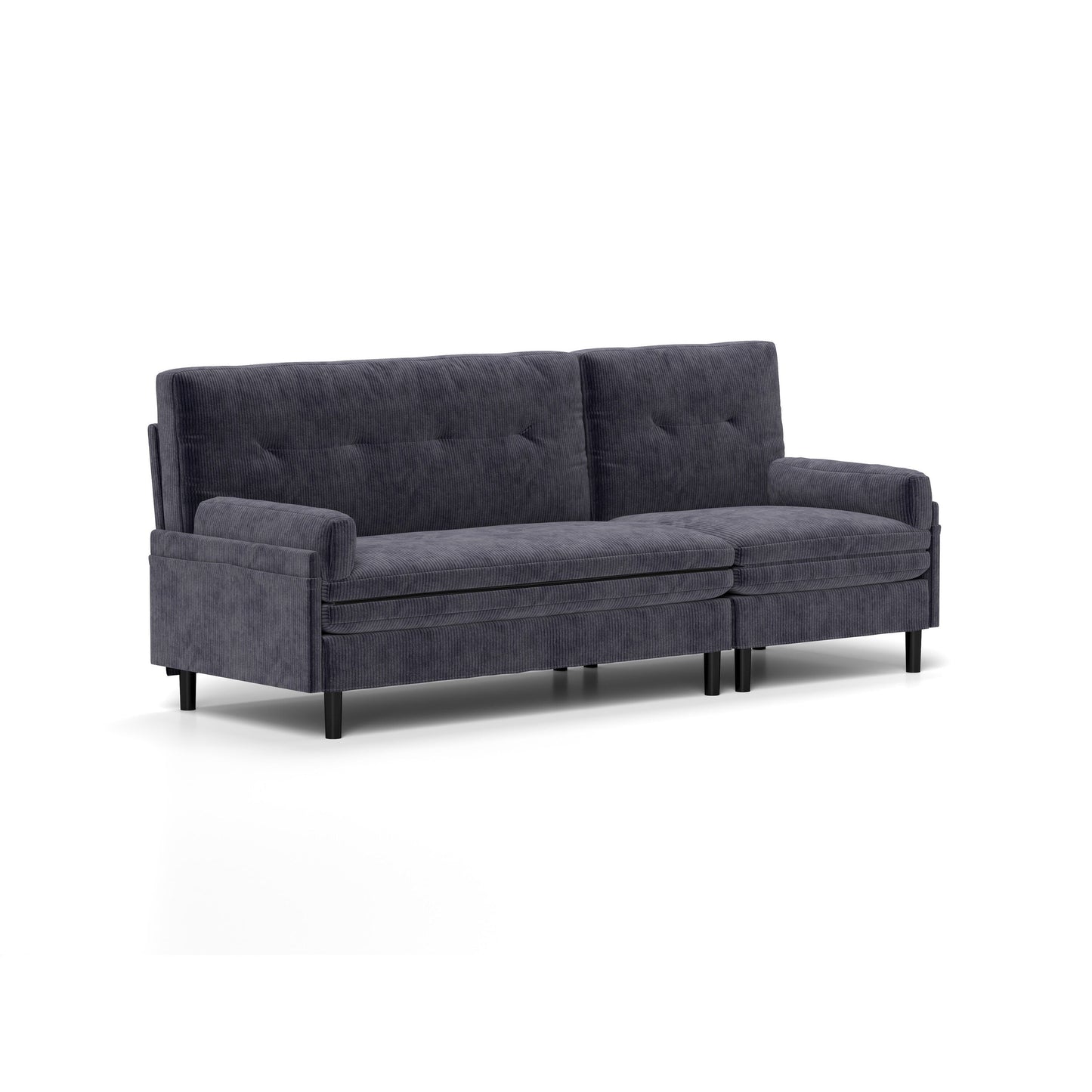 Grey Corduroy Adjustable 3-seater Sofa and Guest Bed
