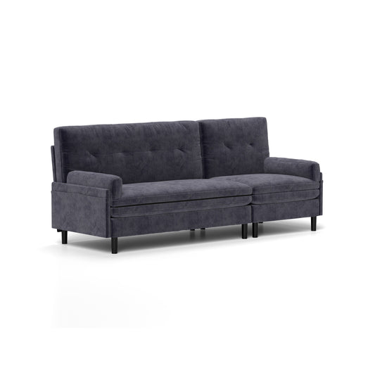 Grey Corduroy Adjustable 3-seater Sofa and Guest Bed