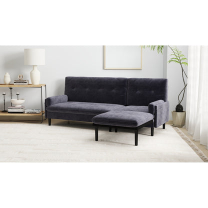 Grey Corduroy Adjustable 3-seater Sofa and Guest Bed