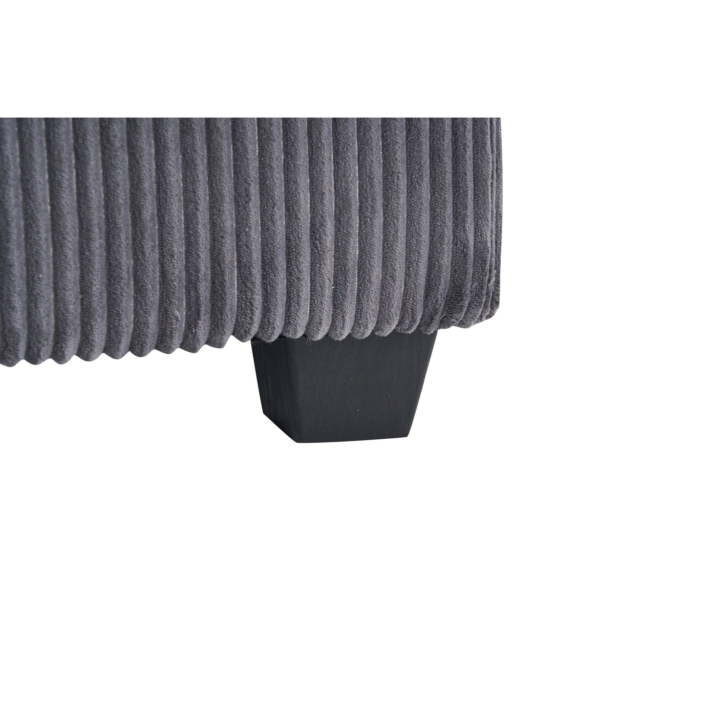 Grey Corduroy Single Deep Seat Sofa with Ottoman
