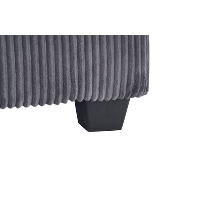 Grey Corduroy Single Deep Seat Sofa with Ottoman