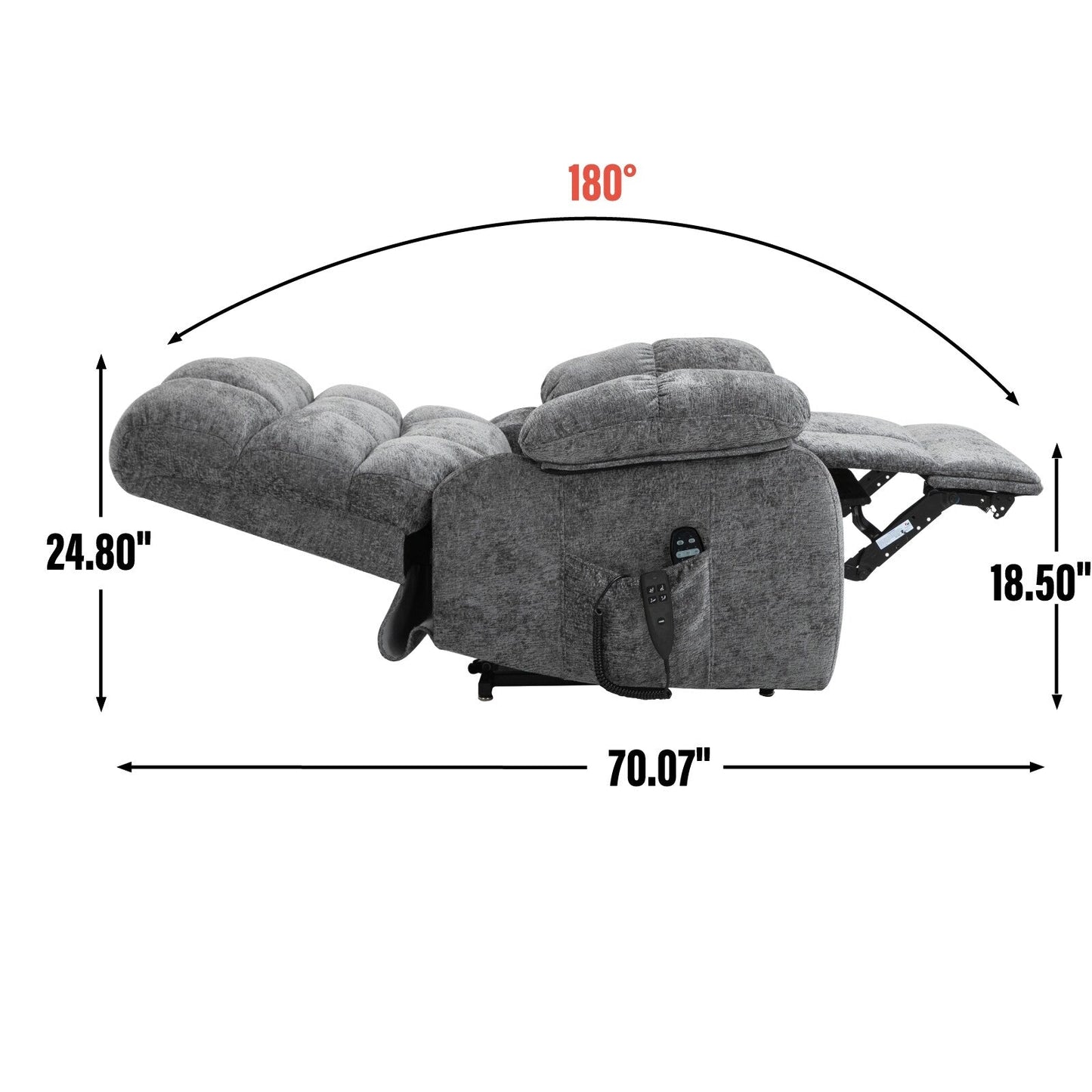 Grey Dual Motor Lift Recliner with Heat, Massage, Infinite Reclining Positions, and 350 lb Weight Capacity