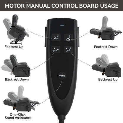 Grey Dual Motor Power Lift Recliner with 180Â° Recline & Heat