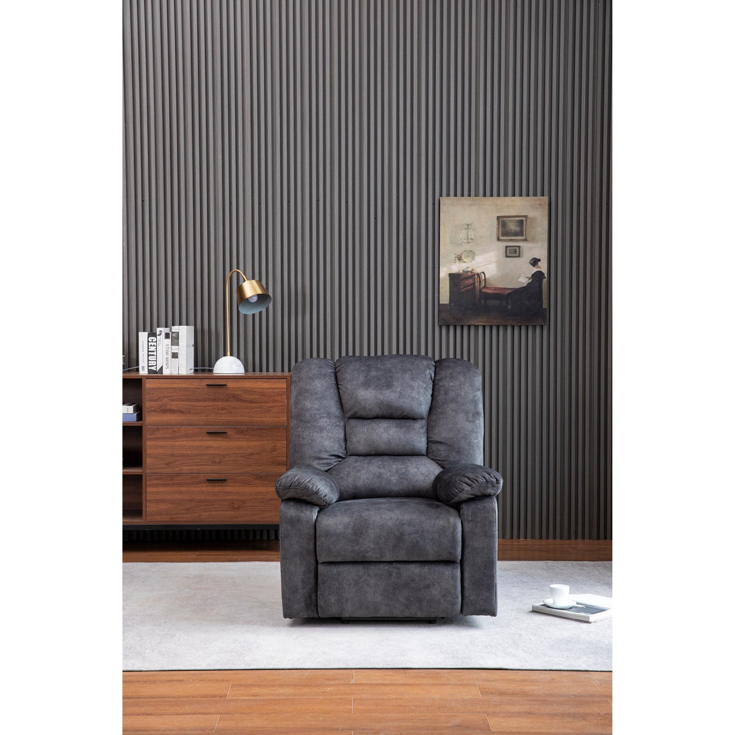 Grey Electric Lift Recliner with Infinite Positioning, Remote Control, Massage, and Heating Features