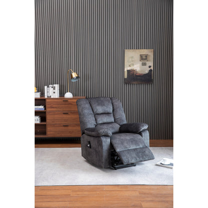 Grey Electric Lift Recliner with Infinite Positioning, Remote Control, Massage, and Heating Features