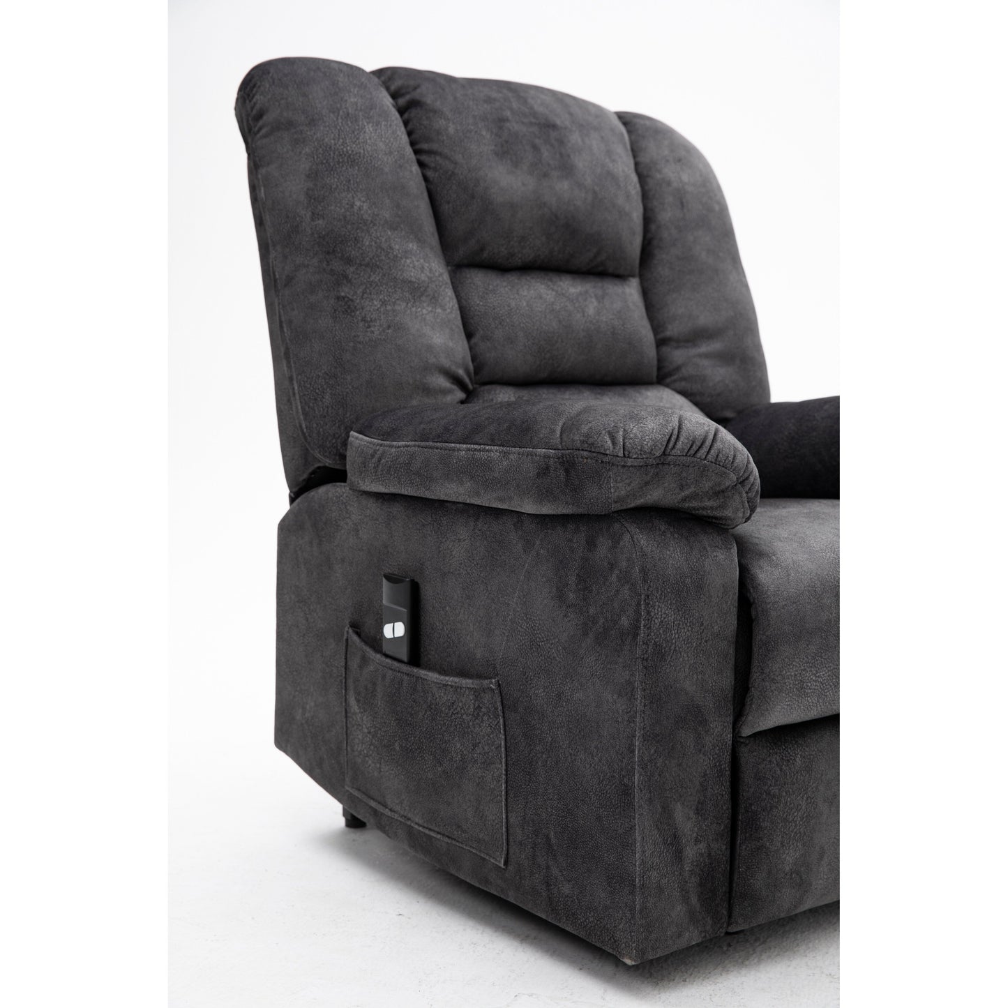 Grey Electric Lift Recliner with Infinite Positioning, Remote Control, Massage, and Heating Features