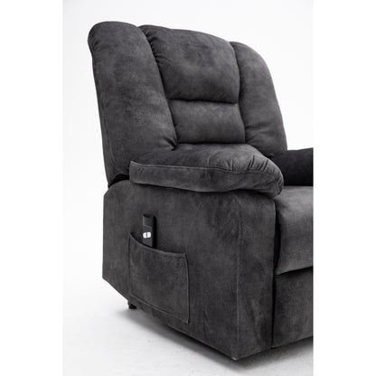 Grey Electric Lift Recliner with Infinite Positioning, Remote Control, Massage, and Heating Features