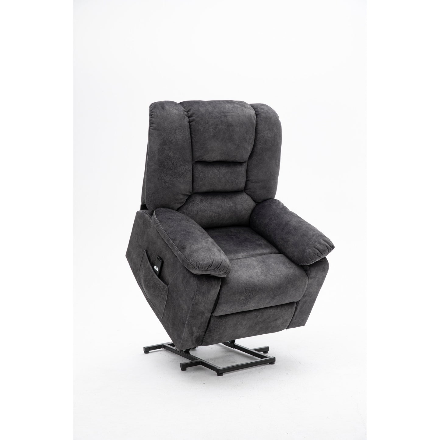 Grey Electric Lift Recliner with Infinite Positioning, Remote Control, Massage, and Heating Features