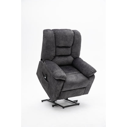 Grey Electric Lift Recliner with Infinite Positioning, Remote Control, Massage, and Heating Features