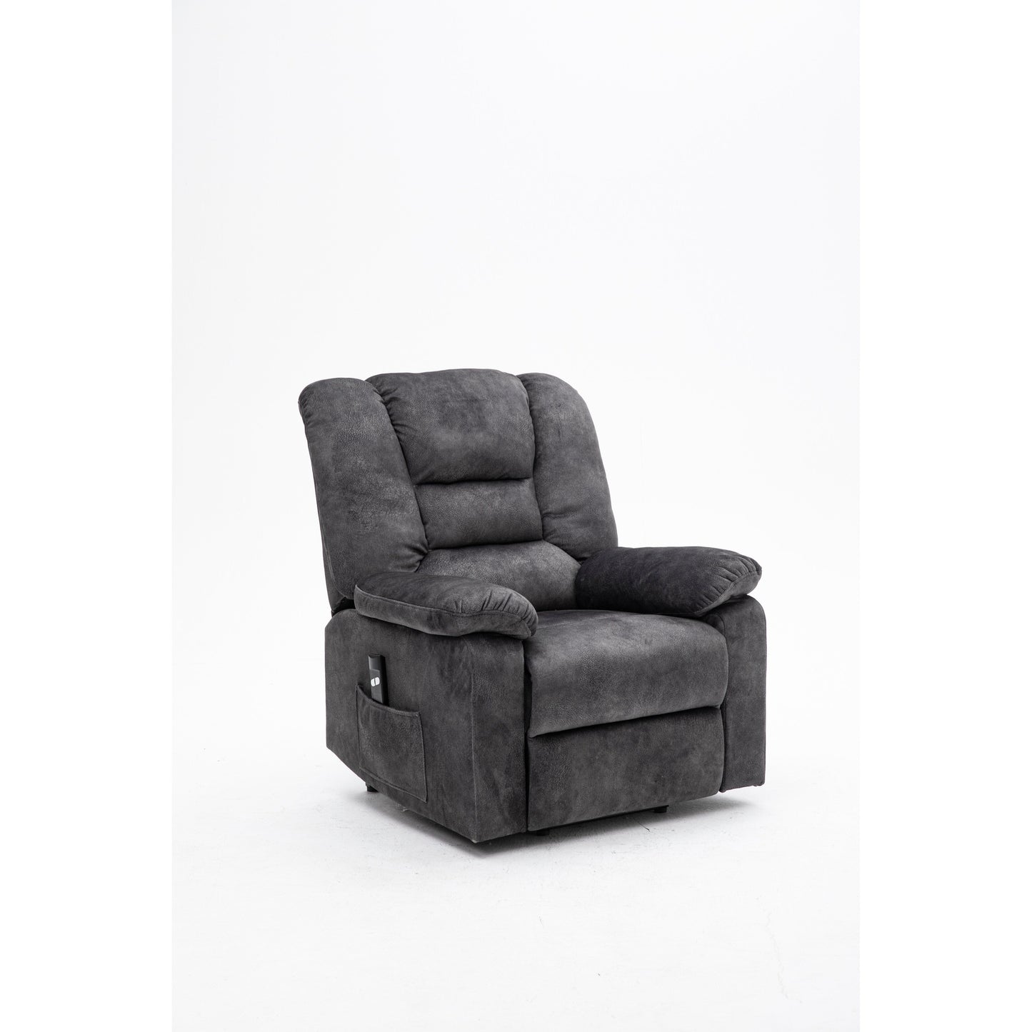Grey Electric Lift Recliner with Infinite Positioning, Remote Control, Massage, and Heating Features
