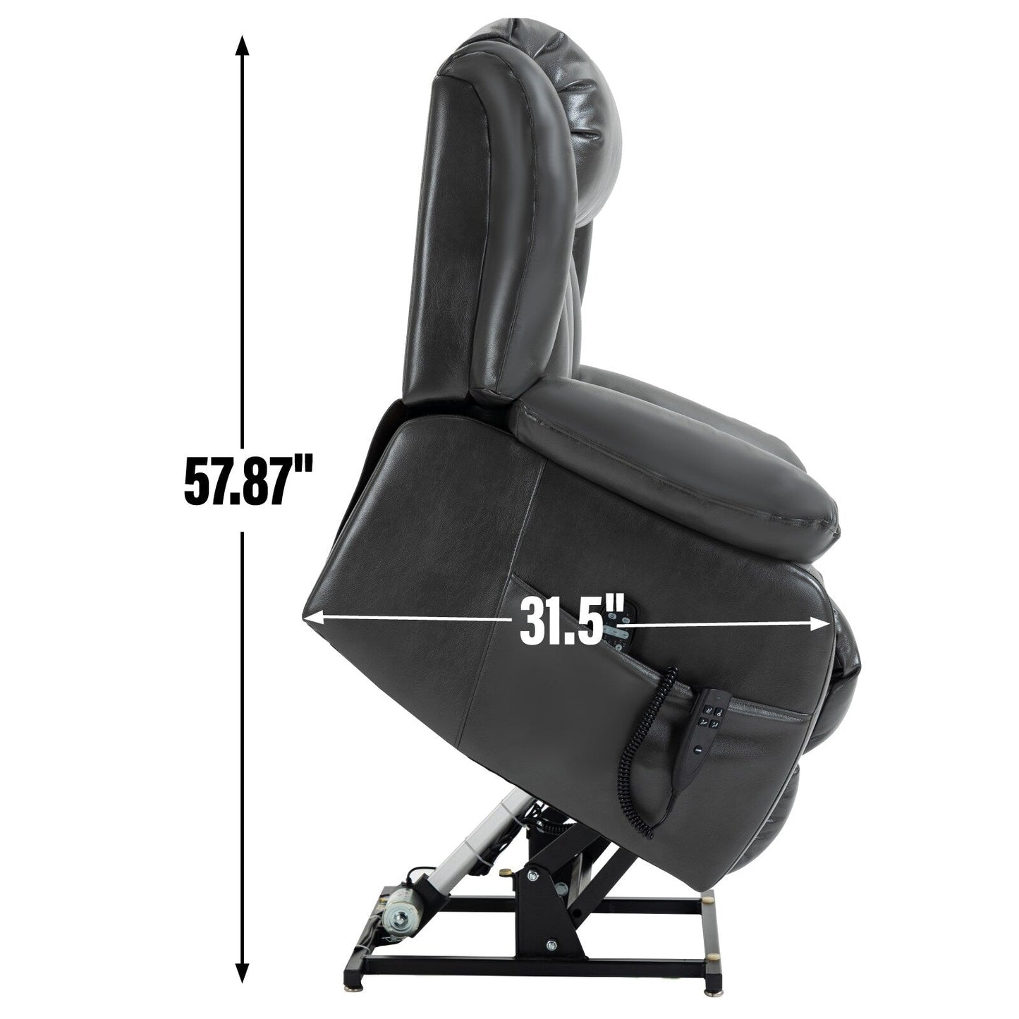 Grey Electric Power Lift Recliner Chair with Dual Motor, Infinite Position Adjustment, Massage & Heat, Supports Up to 350 lbs