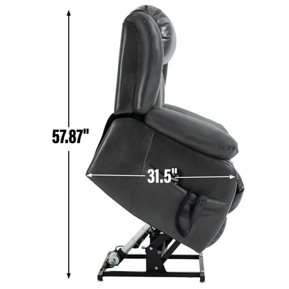 Grey Electric Power Lift Recliner Chair with Dual Motor, Infinite Position Adjustment, Massage & Heat, Supports Up to 350 lbs