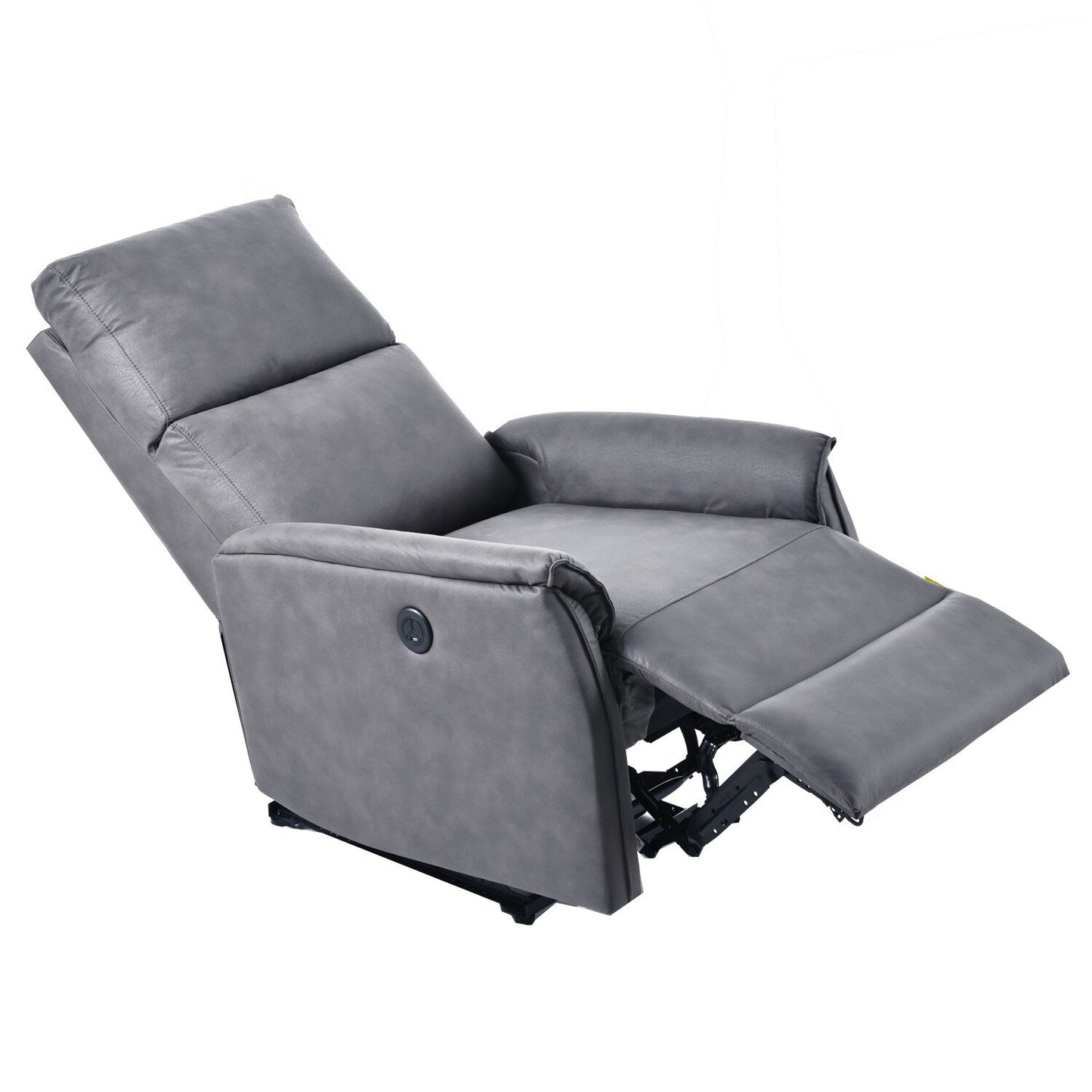 Grey Electric Recliner Chair with USB Charging, Comfortable Seating, and Side Control Panel for Living Room Relaxation