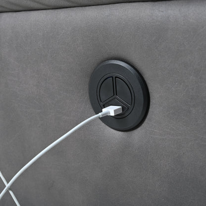 Grey Electric Recliner Chair with USB Charging, Comfortable Seating, and Side Control Panel for Living Room Relaxation