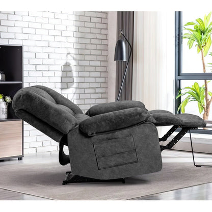 Grey Extra-Wide Recliner Sofa Chair with Full-Body Massage and Lumbar Heating, Sturdy Heavy-Duty Frame, and Adjustable Recline