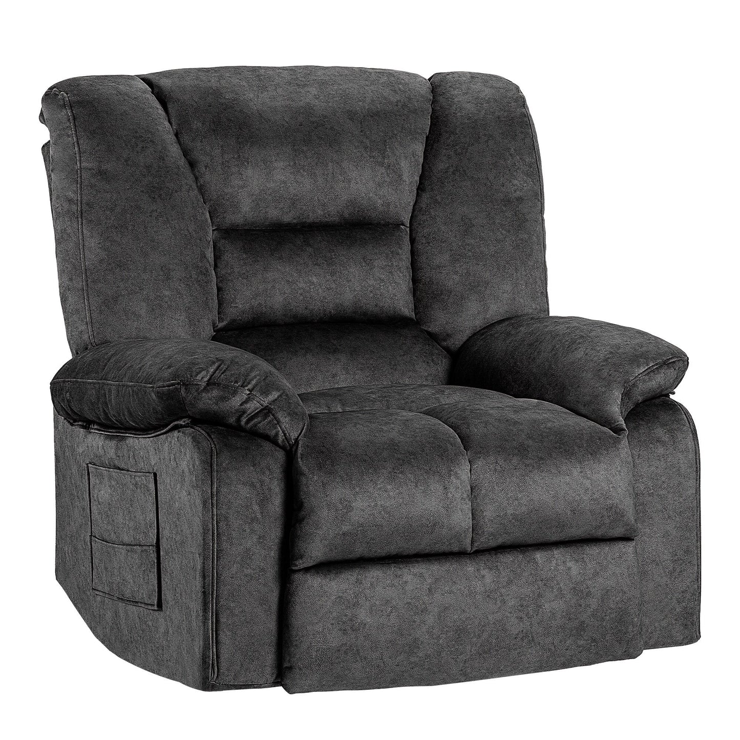 Grey Extra-Wide Recliner Sofa Chair with Full-Body Massage and Lumbar Heating, Sturdy Heavy-Duty Frame, and Adjustable Recline