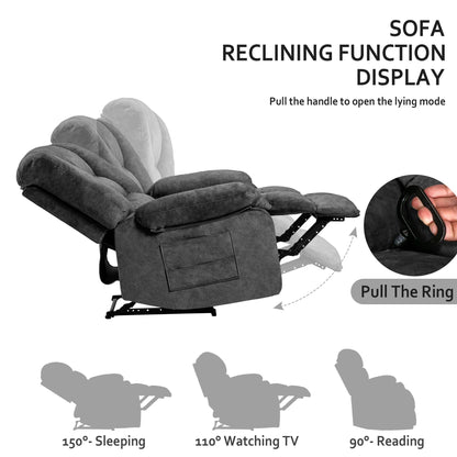 Grey Extra-Wide Recliner Sofa Chair with Full-Body Massage and Lumbar Heating, Sturdy Heavy-Duty Frame, and Adjustable Recline