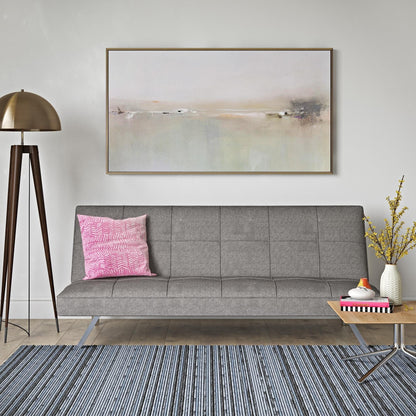 Grey Fabric Loveseat Sofa Bed with Metal Frame