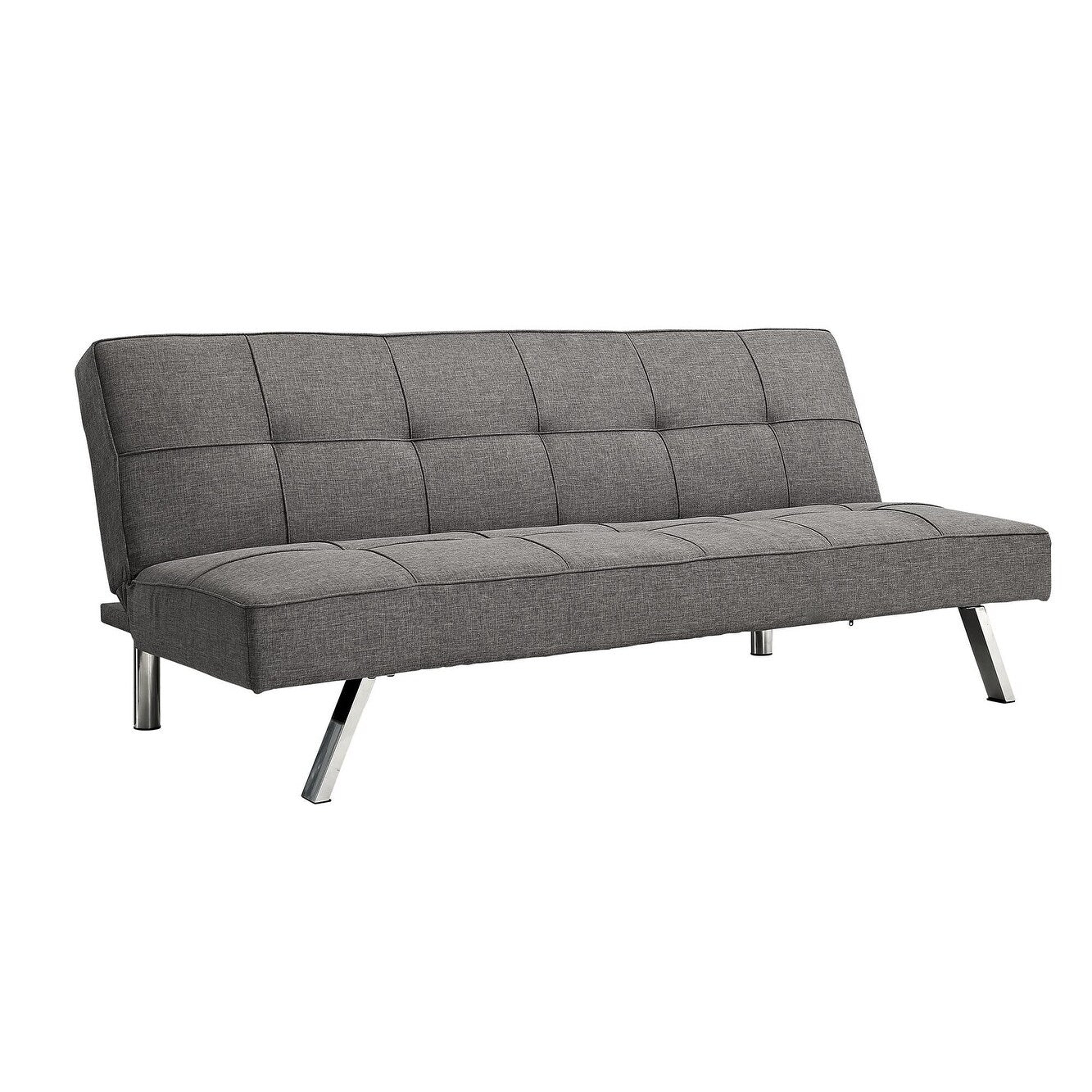 Grey Fabric Loveseat Sofa Bed with Metal Frame