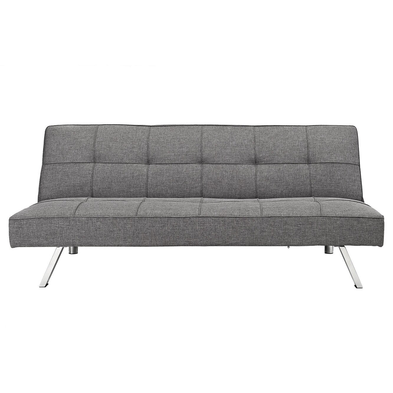 Grey Fabric Loveseat Sofa Bed with Metal Frame