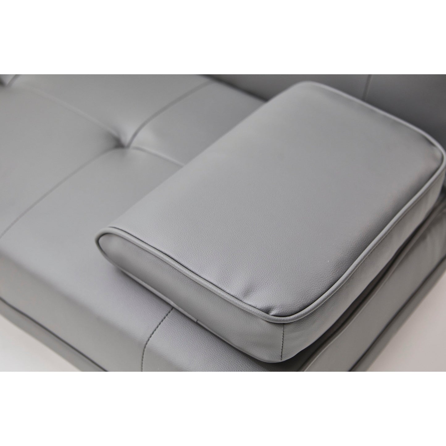 Grey Faux Leather Loveseat Sofa Bed with Cup Holder