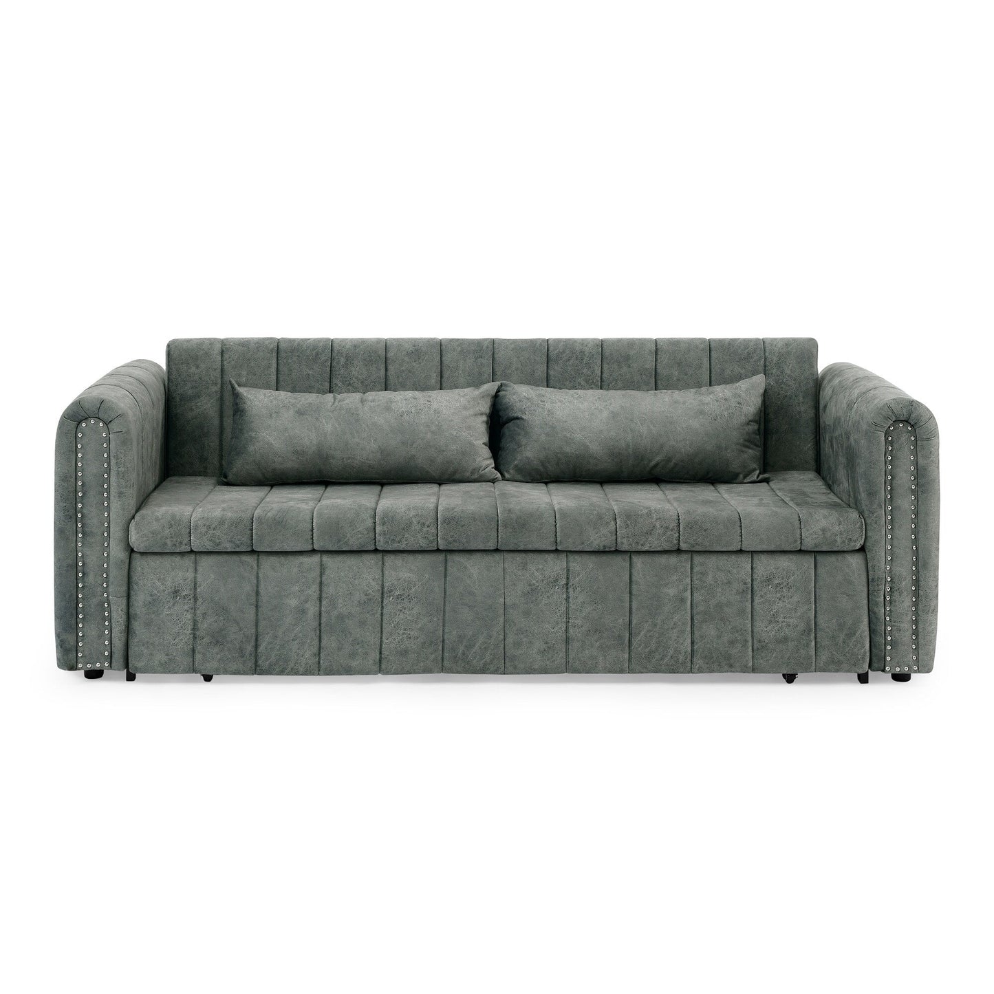 Grey Foam Pull-Out 3-seater Sleeper Sofa Bed with Drawers