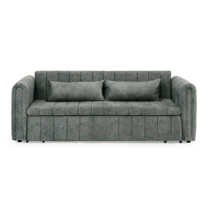 Grey Foam Pull-Out 3-seater Sleeper Sofa Bed with Drawers
